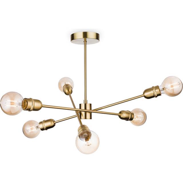 Kaylie 6-Light Semi Flush Mount - Black Brushed Brass (42cm H X 71cm W X 71cm D)