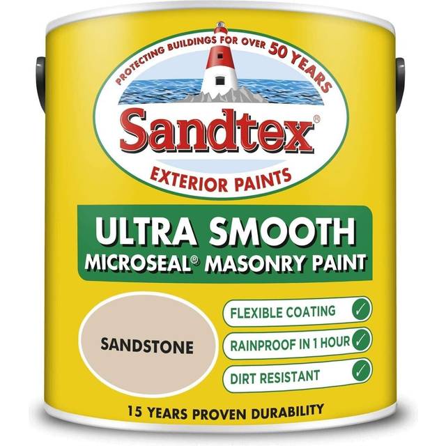 Sandtex masonry paint 2.5l ultra smooth quality waterproof sandstone