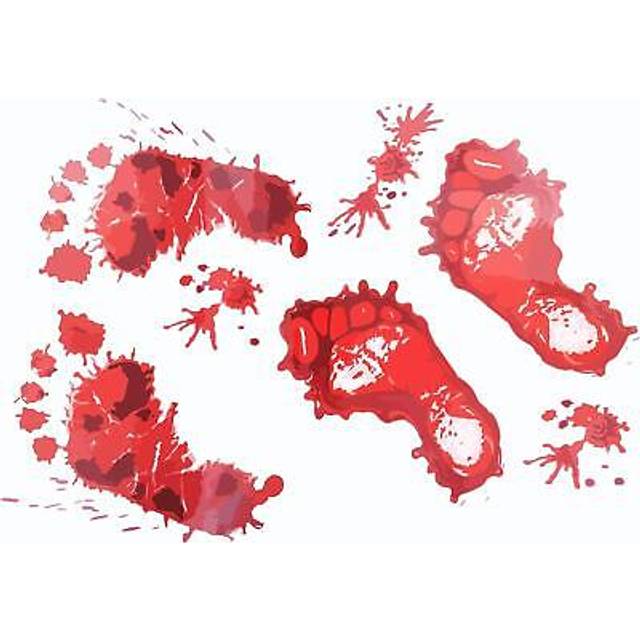 4Pcs Bloody Footprint Halloween Stickers - Scary Wall Window DÃ©cor