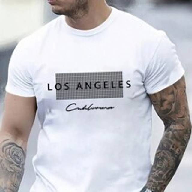Män Casual Fashionabla T-shirt med rund hals för pendling - Vitt (L,M,XL,XXL,XXXL)