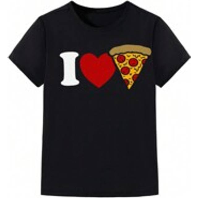 Tween Boy Bländande matmönster tryckt T-shirt, cool och fashionabel sommar Casual rundhalsad kortärmad topp - Svart (8Y,9Y,10Y,11Y,12Y)