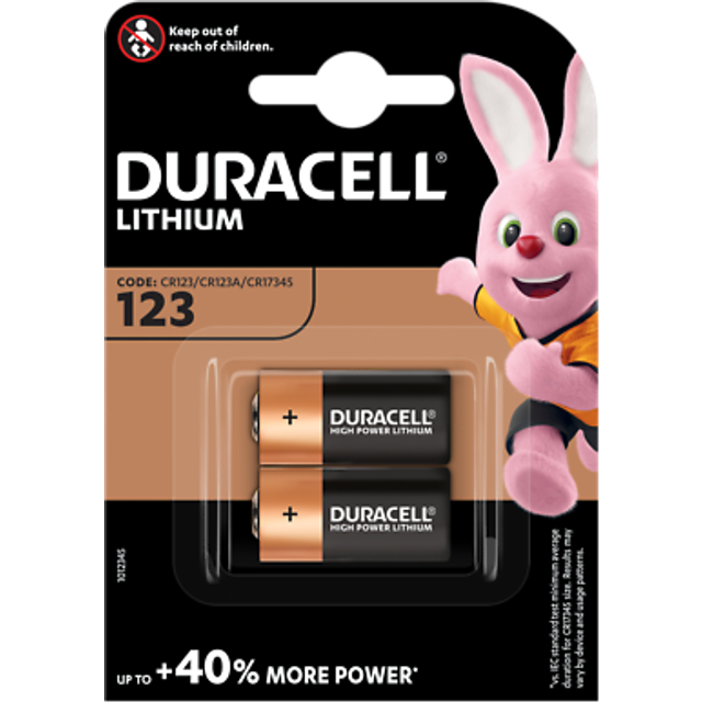Duracell 123 Batteries CR17345 High Power Ultra 3V Lithium Pack of 2