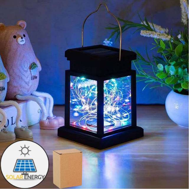 (Multicolour) Outdoor Solar Courtyard Lights Candles Copper Wire Hanging Garden Decoration
