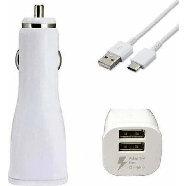 Genuine samsung galaxy dual port fast car charger with usb cable ep-ln920 white