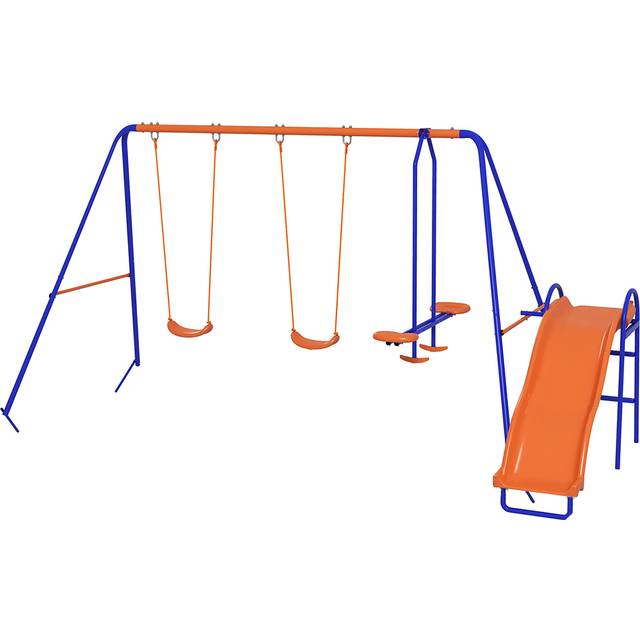 Outsunny 4 in 1 Metal Kids Double Swing Set - Multi - 43 x 143 x 22cm