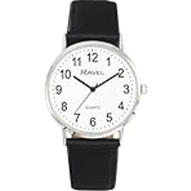 Gents classic large easy read white dial watch by ravel gold tone r0129.25.1