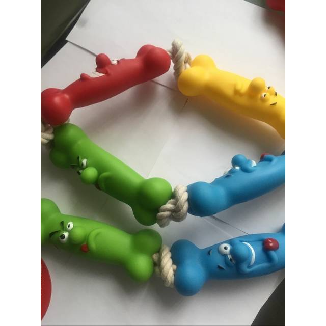 Classic Vinyl Bone On A Rope Tug Toy 680mm