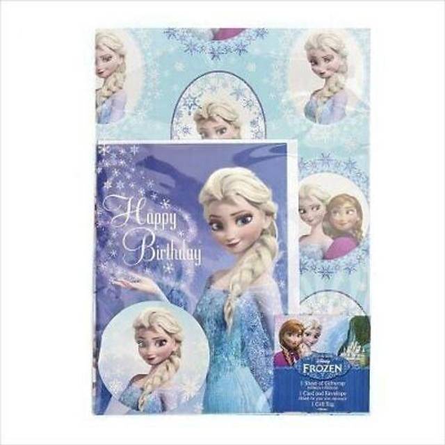 Disney frozen wrapping paper x1 with birthday card x1 and gift tagx1