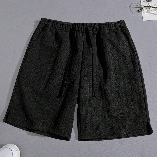 SHEIN Men&#39;s Casual Solid Color Jacquard Tennis Shorts With Pockets, Summer