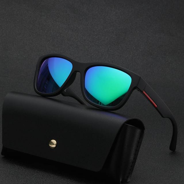 POLASUP 1 Set Men&#39;s Summer Outdoor Hiking Sun-Shielding, Windproof Polycarbonate Anti-Explosion Mirrored Lens Fashion Glasses, Includes Strap, Case, Cloth For