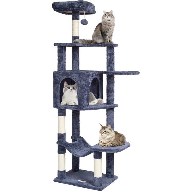 VEVOR Cat Tree 60.6" Cat Tower with Cat Condo Sisal Scratching Post Dark Grey