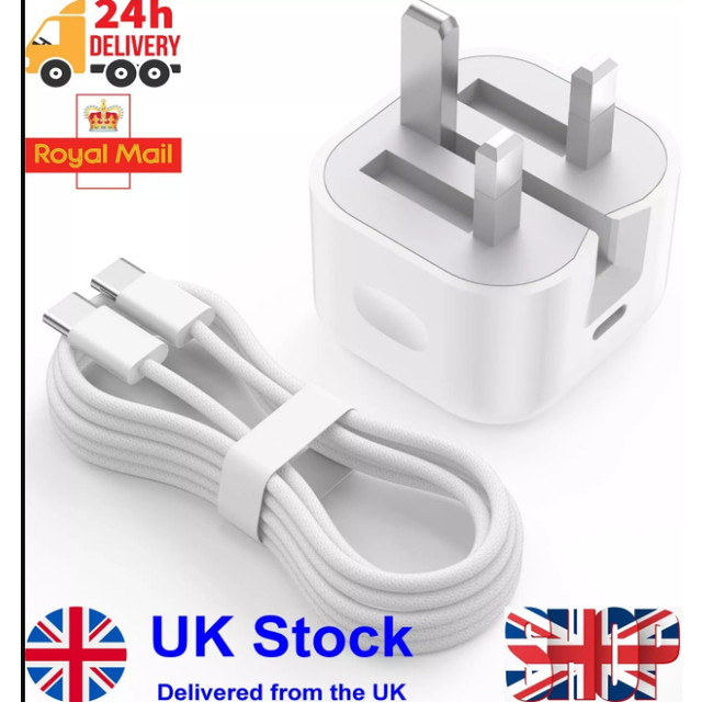iPhone 15 Fast Charger Plug and Cable (Braided) 20W USB C Fast Charger