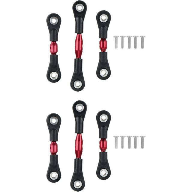 6Pcs Metal Steering Rod Link Rod Tie Rod for TT-01 TT01 1/10 RC Car Upgrade Parts Accessories,Red