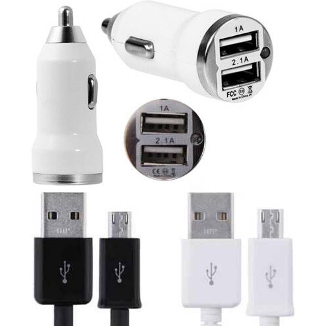 Micro usb cable + dual usb car charger adapter for samsung galaxy s7 s6 s5 s4