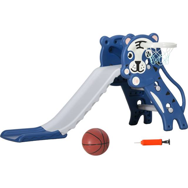 Aiyaplay 2 In 1 Baby Slide For Indoor Use With Basketball Hoop, Basketball, For Ages 18-36 Months - Blue