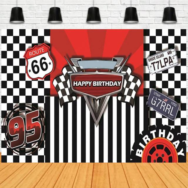 SHEIN Birthday Backdrop For Party Car Racing Stripes Lattice Photo Booth Prop Background Birthday Decor Photography Backdrops Vinyl,Christmas