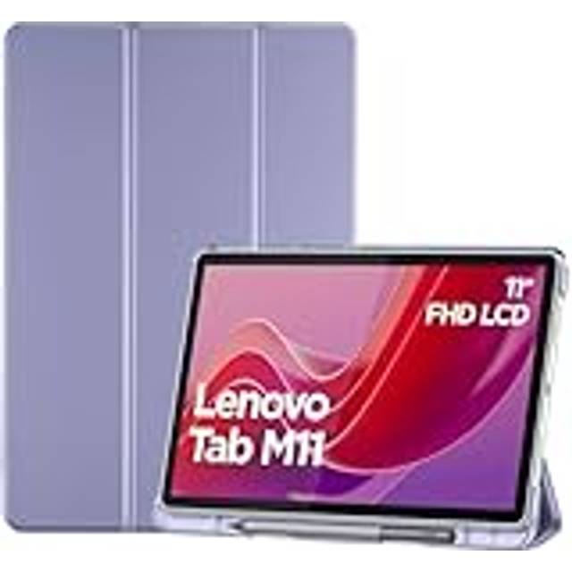 "Smart Case for Lenovo Tab M11 11"" 2024 TB330FU with Pen Holder, Slim Stand Tri-Fold Hard Shell Protective Tablet Cover Translucent Back Case Support"