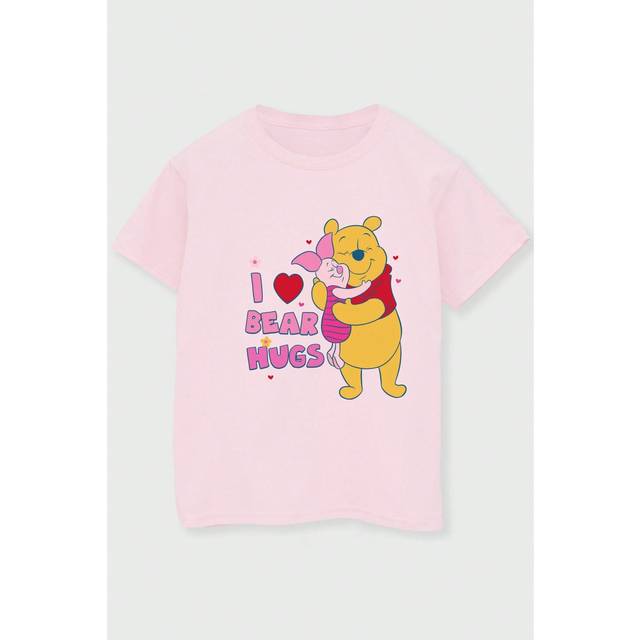 Disney Girls Winnie The Pooh Big Bear Hugs Cotton T-Shirt (Baby Pink)
