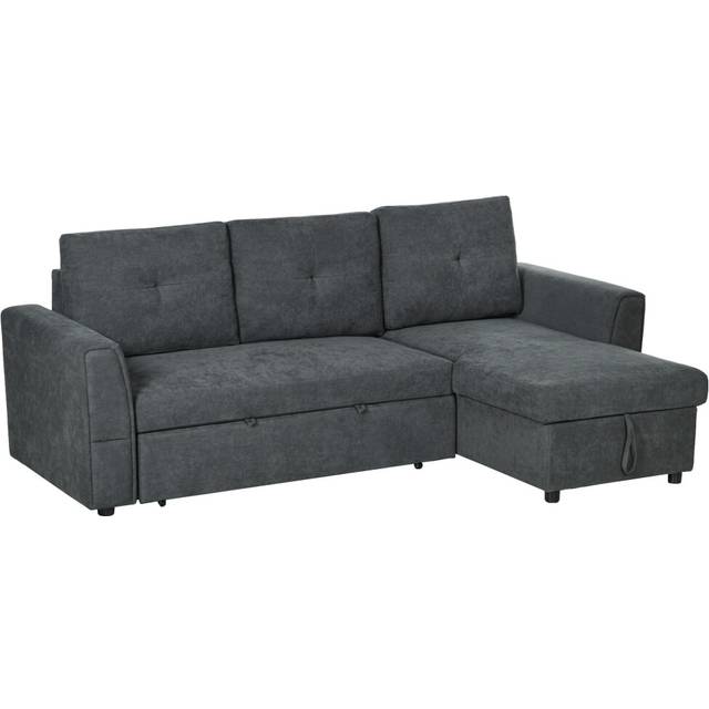 HOMCOM Dark Blue 3 Seater Sofa Bed - Convertible Pull Out Sofa with Storage - Dark Grey | TJ Hughes