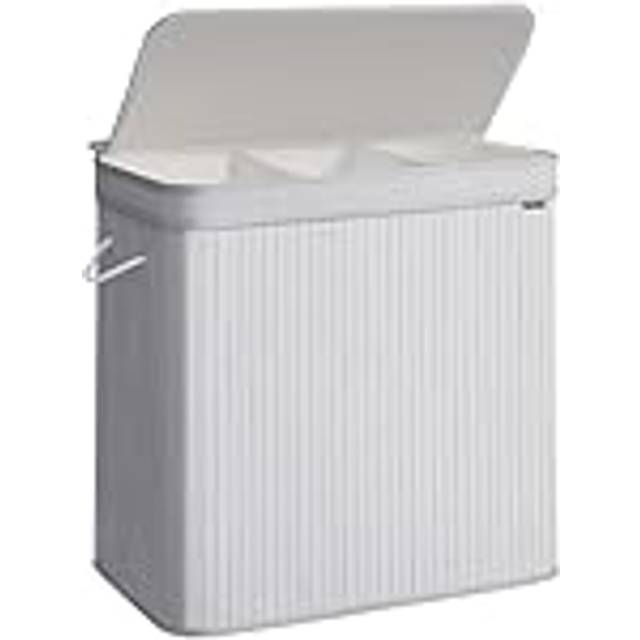 100 L Removable Bamboo Laundry Hamper with Lid, Dove Grey / 150 L