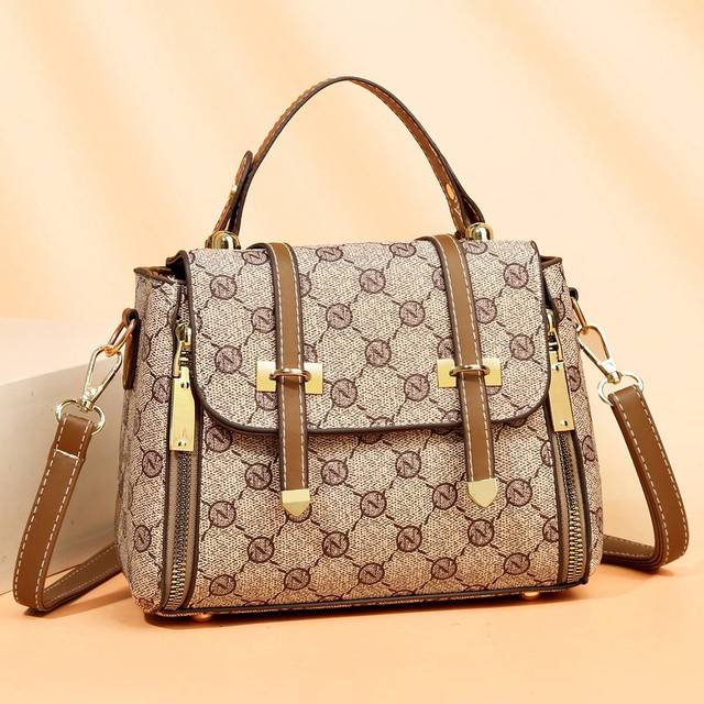 SHEIN Fashion Pattern Style Handbag,Large Capacity Middle-Aged Women&#39;s Bag With Double-Arrowhead Shape,Shoulder Bag And Tote Bag, Old Money Style Women Bag