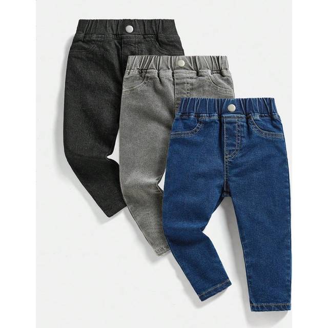SHEIN 3pcs Baby Boys&#39; All-Match Casual Elastic Denim Jeans, Multipack Chic Outfits For Autumn/Winter