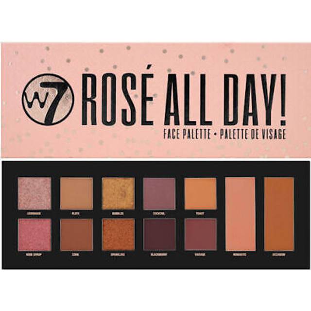 W7 rose all day face palette - eyes eyeshadow shimmer matte pink mirror