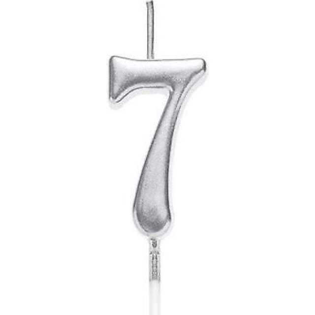 Shatchi - Silver 7 Number Candle Birthday Party Cake Decorations Topper