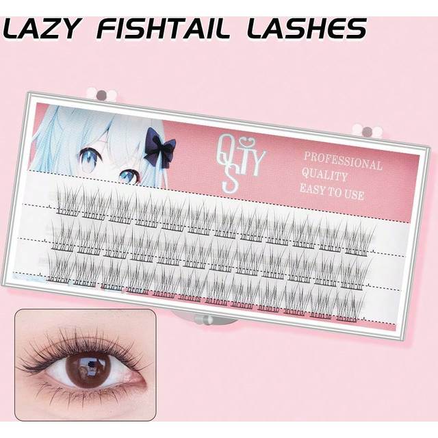 QSTY 36pcs/3 Row Box Natural Mink Eyelashes, 10-11-12mm Mixed Lengths, 0.07 Thickness Soft Black Stem Eyelash Extensions