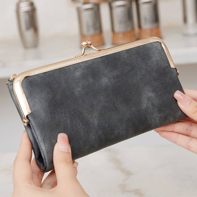 MIYIN MIYIN Fashion Vintage Bi-Fold Zipper Kiss Lock Wallet Women Wallet With Card Slot ID Window Minimalist PU Leather For Daily For Girls For Lady For Col