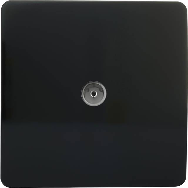 Trendi Switch 1 Gang Female Piano Black Co-Axial Television Socket - 8.8 x 8.8 x 3.5cm