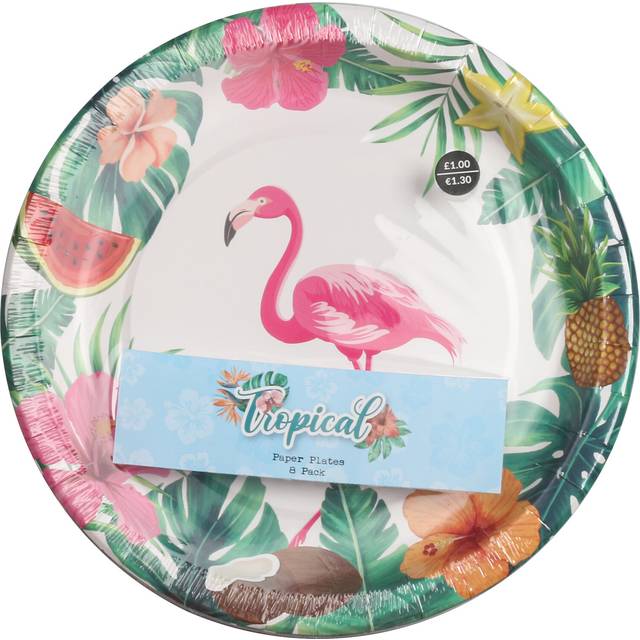 Pack of 8 Tropical Leaf Paper Plates - Art Studio