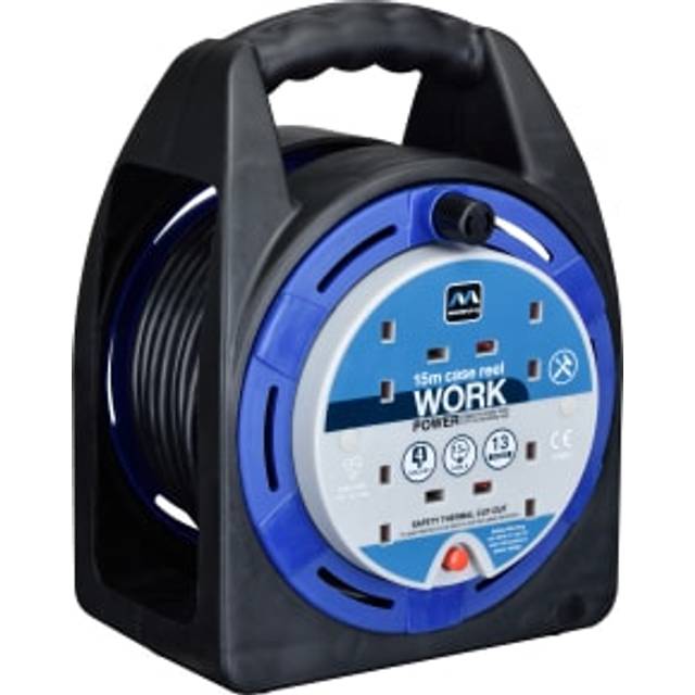 Masterplug 4 Socket 15m 10A Cable Reel with Thermal Cut-Out - Blue