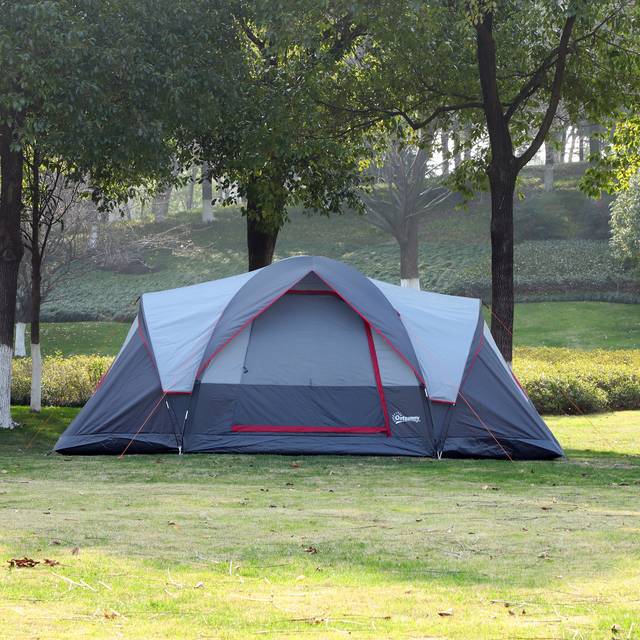 Outsunny 5 to 6 Man Dome Camping Tent - Grey