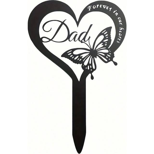 SHEIN 1pc Grave Decoration Memorial Stake, Waterproof Butterfly Shaped Memorial Plaque, Metal Tombstone Marker For Dad, Sympathy Gift For Bereavement, Fathe