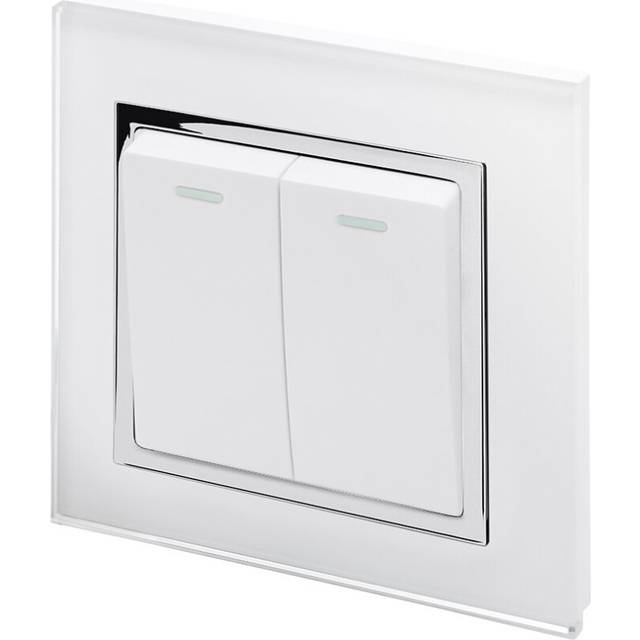 Crystal PG 2 Gang Rocker Light Switch White