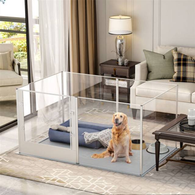 80cm high impact resistance acrylic dog playpen safe & sturdy pet dog pens w/mat