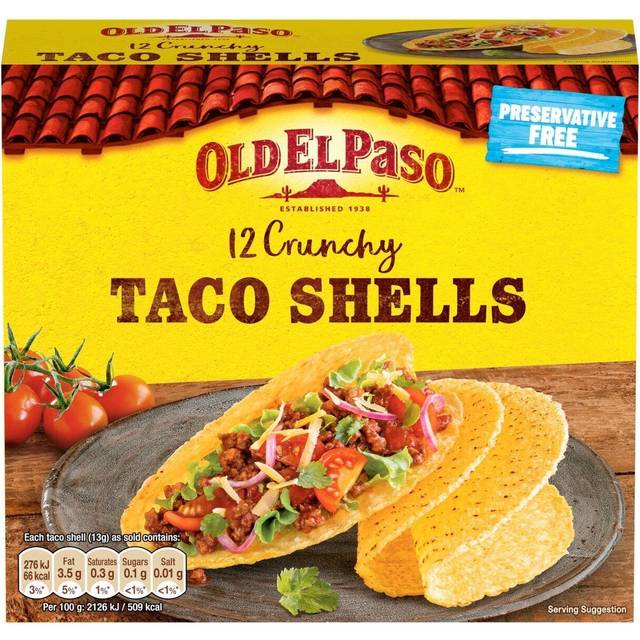 Old El Paso 12 Crunchy Taco Shells 156g
