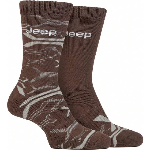 Jeep Breathable Cushioned Bamboo Work Boot Socks - Heavy Duty Knit Ribbed Socks (Khaki / Stone)