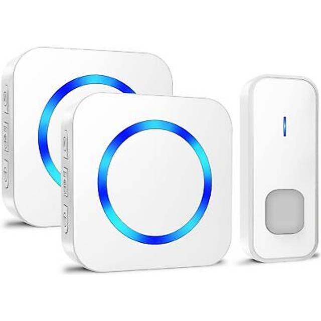 Wireless Doorbell, Waterproof Twin Door Bells Cordless 2 Plug-in Door Entry Battery Operated 1,300ft Range Door Chime
