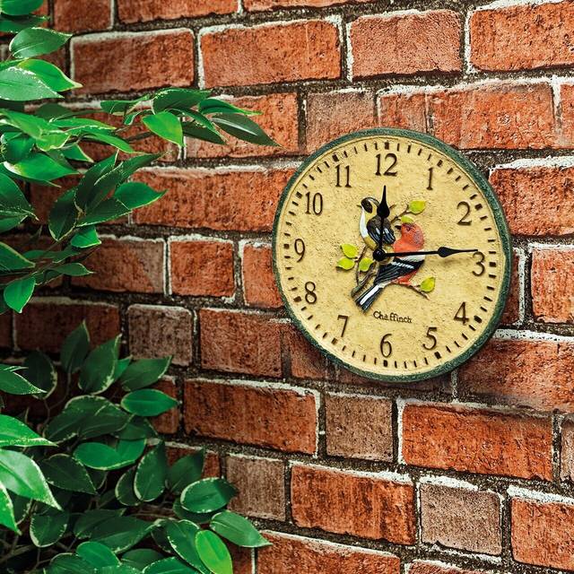 Chaffinch Indoor or Outdoor Clock - Battery Powered Weather Resistant Wall or Fence Clock with Bird Design for Home or Garden - Multi - One Size