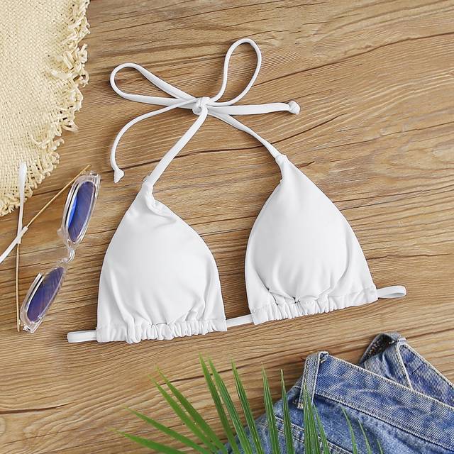 SHEIN Summer Beach Tie Back Triangle Bikini Top