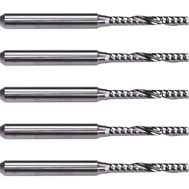 5X 2mm x 15mm Carbide Single Flute Spiral End Mill CNC Router Bit