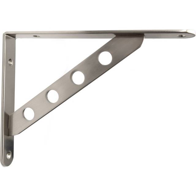 Pair High Quality Brushed Chrome Fixed Shelf Brackets Supports With Fixings 024