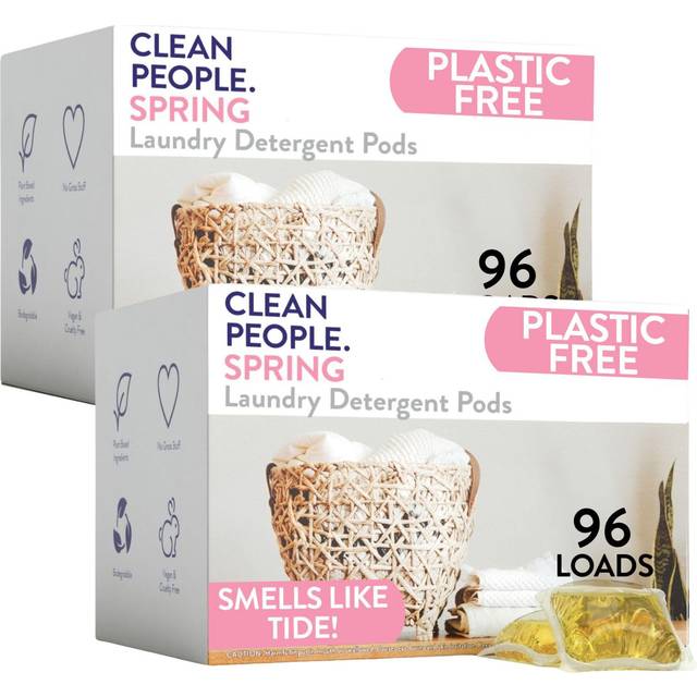 Clean People Laundry Detergent Pods - Plant-Based  Hypoallergenic Laundry Pods - Ultra Concentrated  Plastic Free  Recyclable Packaging  Stain Fightin