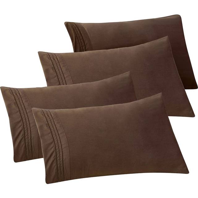 Elegant Comfort 4PACK Solid Pillowcases 1500 Premium Hotel Quality Microfiber  Smooth Weave  Wrinkle and Stain Resistant  Easy