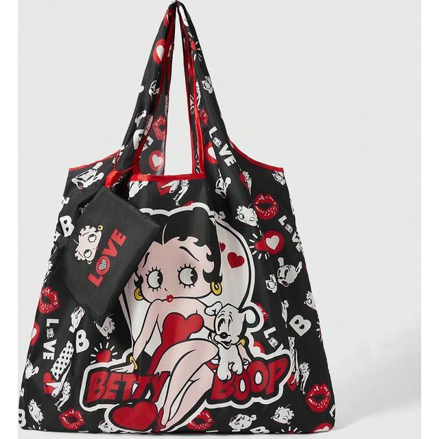 ROMWE Cartoon Sweet And Cute Storage Bag, Large Capacity Portable Foldable Shopping Tote Bag With Coin Purse