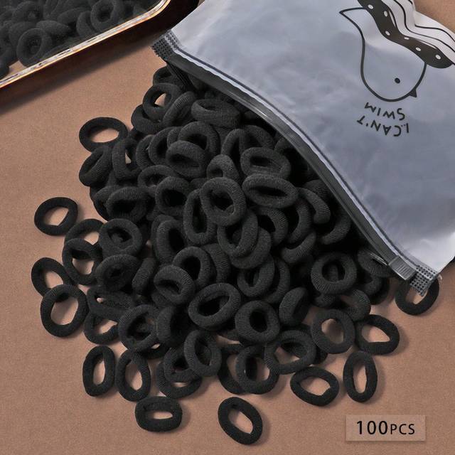 SHEIN 100pcs Small Hair Ties For Women, High Elasticity Durable Leather Hair Bands, Colored Hair Scrunchies, Basic Hair Accessories In Muted Colors Ponytail