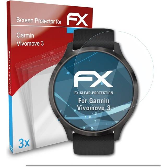 Atfolix 3x Screen Protection Film For Garmin Vivomove 3 Screen Protector Clear