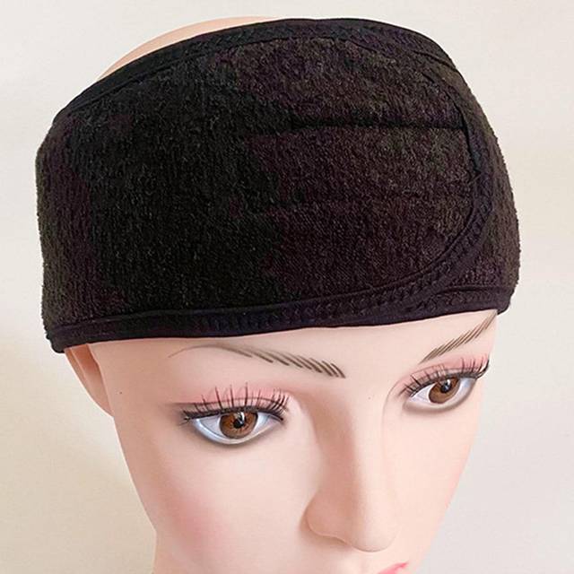 SHEIN Black Hook And Loop Exercise Yoga Makeup Headband, Running And Sports With Double Layer Beauty Headwrap Absorbent And Non Slip Sweatband Stretch Head
